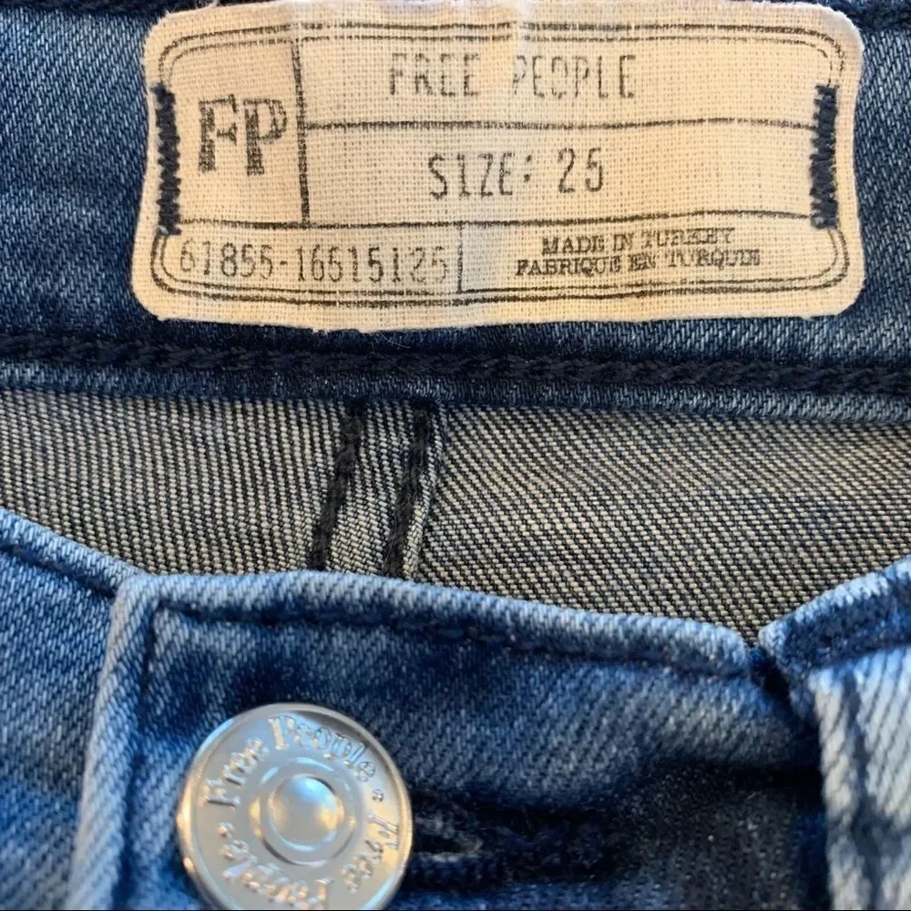Free People High Rise Skinny Distressed Jeans